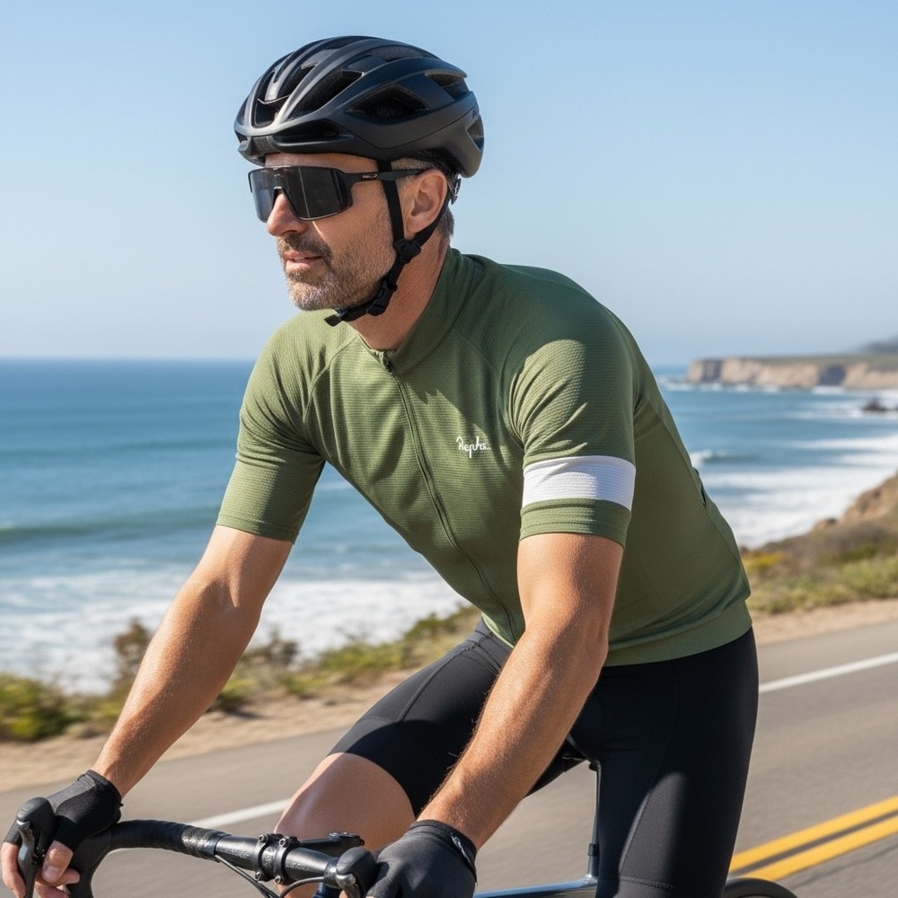 Rapha Core Lightweight Cycling Jersey Mens Medium Olive Green Short Sleeve Zip